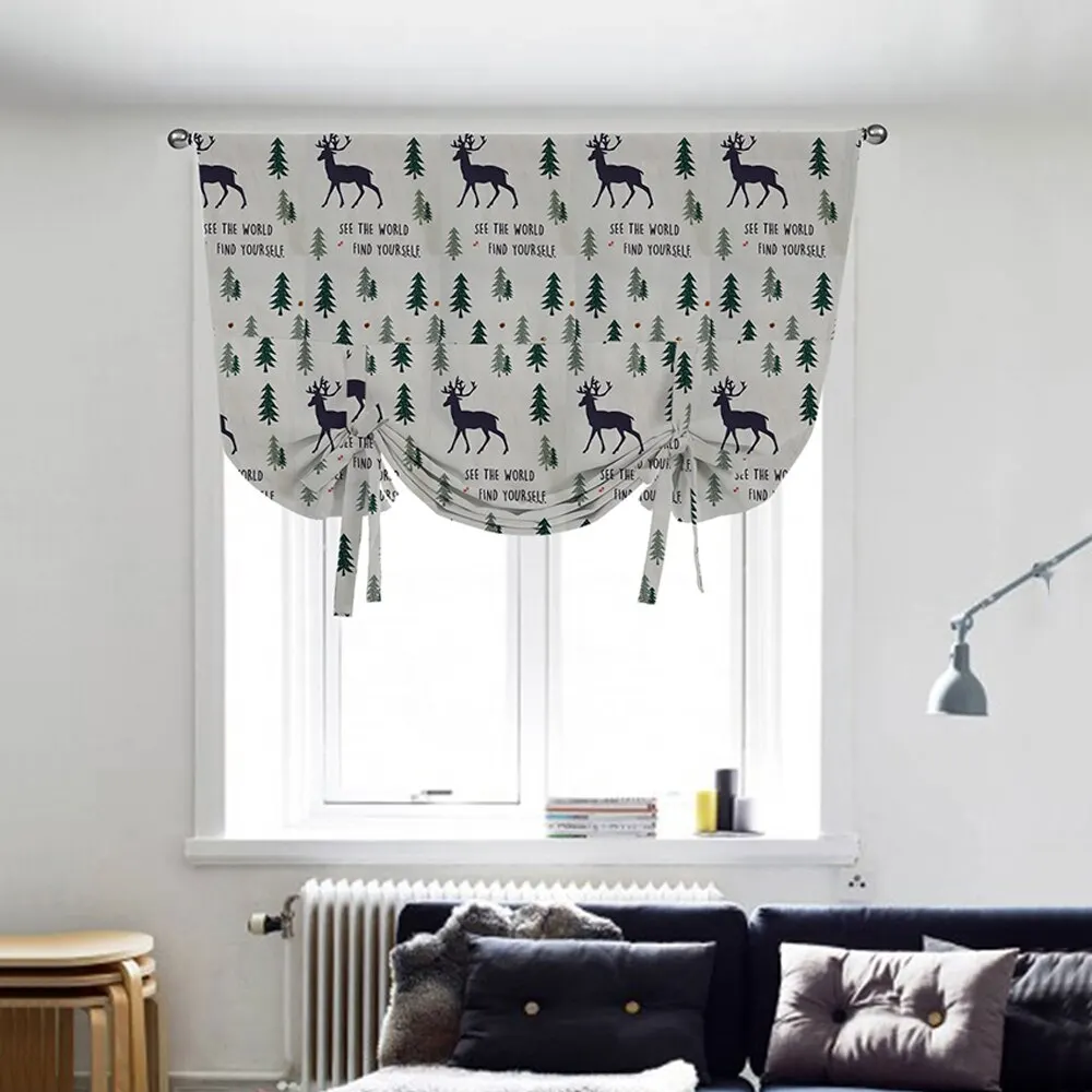 Летняя занавеска с цветочным принтом полузатемненная в римском стиле хлопковая