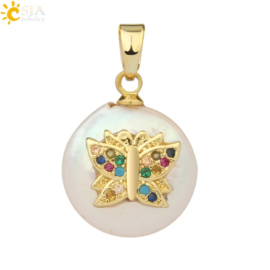 Pendant-F Csja кулон из пресноводного жемчуга, крошечное ожерелье из бисера, сердце из фианита подвески в форме цветов для детей, милое колье для девочек, модные украшения, G213 - Окраска металла: Pendant-F