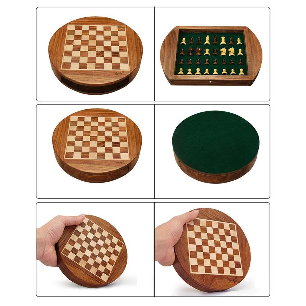 

Portable Chess Set Mini Chess Board Educational Toy for Children - Diameter 22.7 Cm