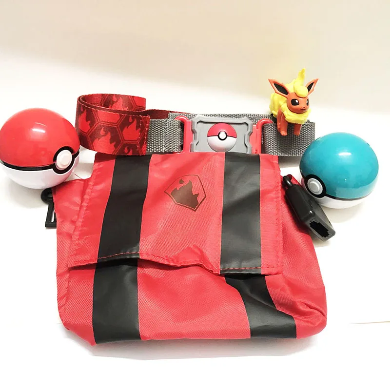 

Genuine Tomy Pokemon Toys Flareon Pyroli Flamara Figure with Fire-Type Pouch Poke Balls and Adjustable Belt Trainer Kit
