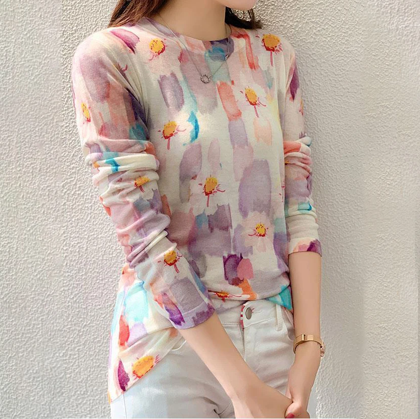 Женский Осенний тонкий свитер на одно плечо водорастворимый из тонкой шерсти с