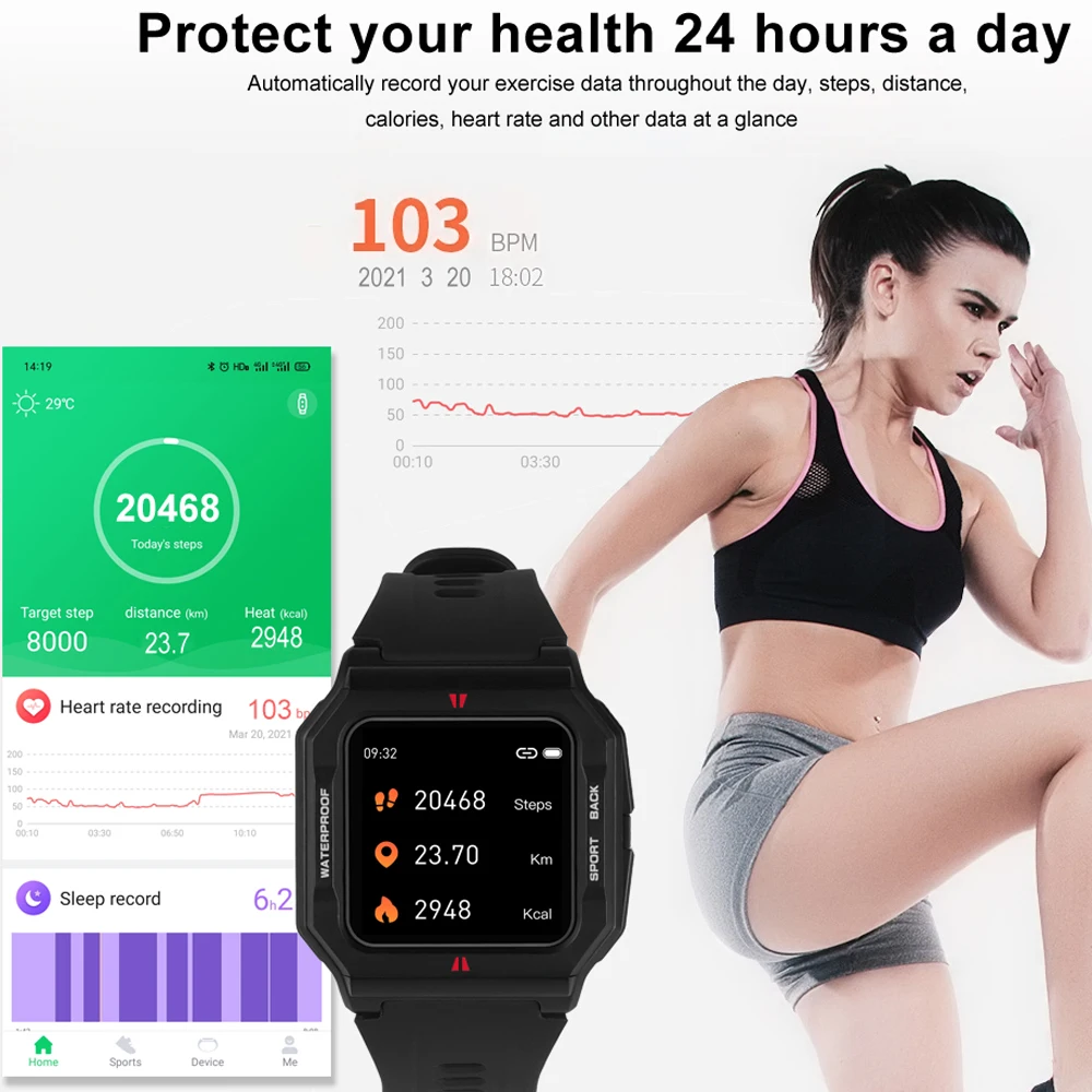 

Ultra Light Sports Smart Watch 1.3inch IPS Full Touch Screen Smartwatch Sports Fitness Tracker Call Reminder Information Push