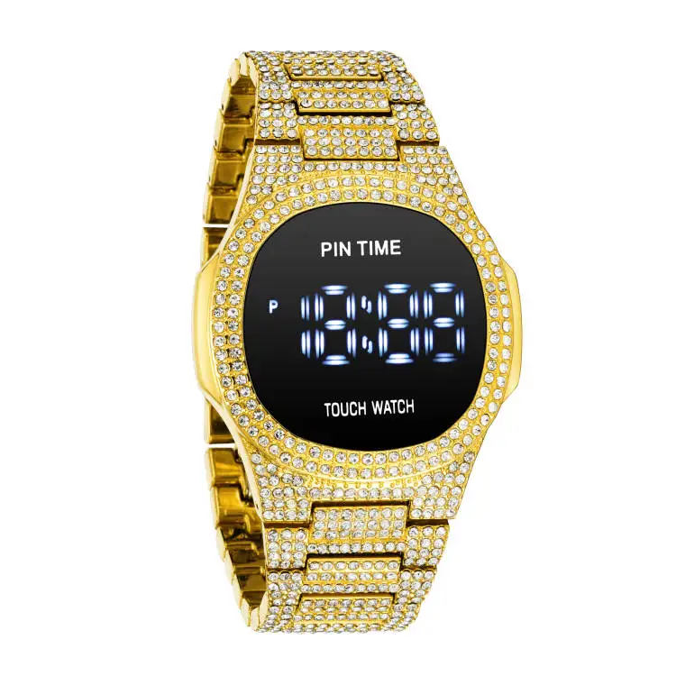 

Diamond Iced Out Watch Men Digital Touch Screen Mens Watches Top Brand Luxury Hip Hop Man Clock Gold Montre Homme Relogio Reloj