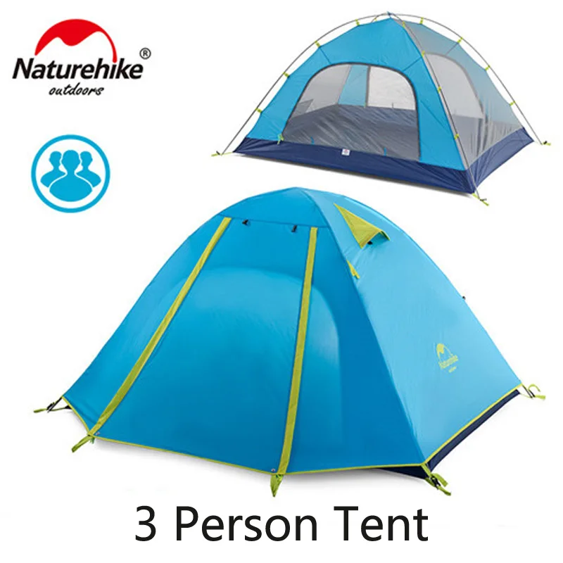 3 Persons Blue NatureHike обновленная P серия UPF 50+ 2 3 4 человека Сверхлегкий 210T полиэстер ткань двухслойный открытый тент для путешествий, кемпинга - Цвет: 3 Persons Blue