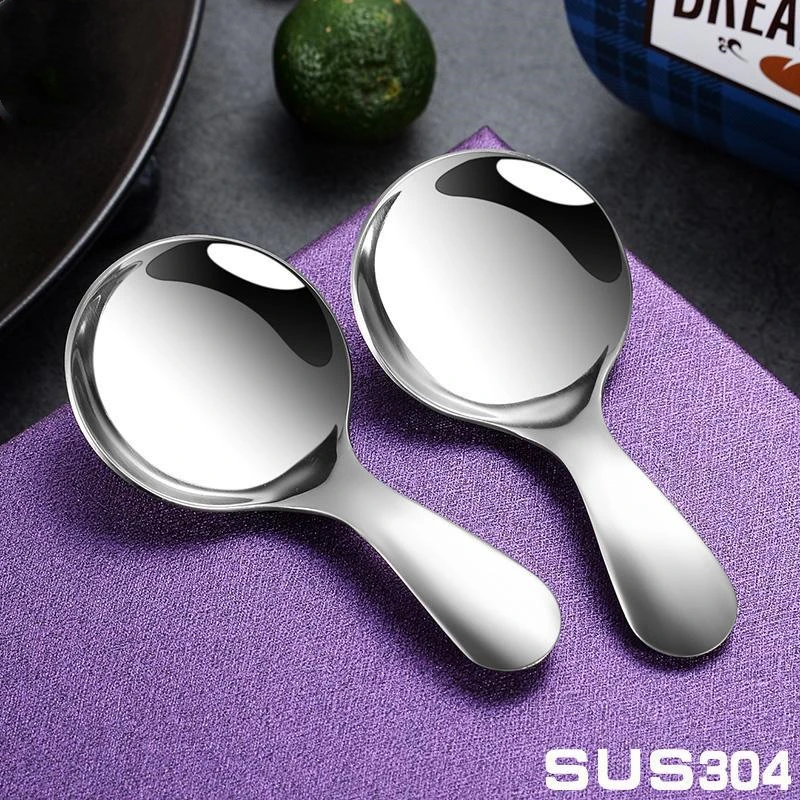 Детская ложка из нержавеющей стали 304 портативная для риса короткая ручка