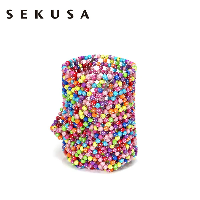 SEKUSA Bohemain стиль пластиковые женские вечерние сумки с бусинами женские вечерние Свадебный клатч кошелек
