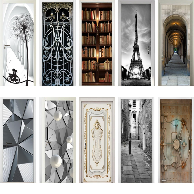 3D наклейка на дверь настенная обои самоклеющиеся ПВХ съемный водонепроницаемый