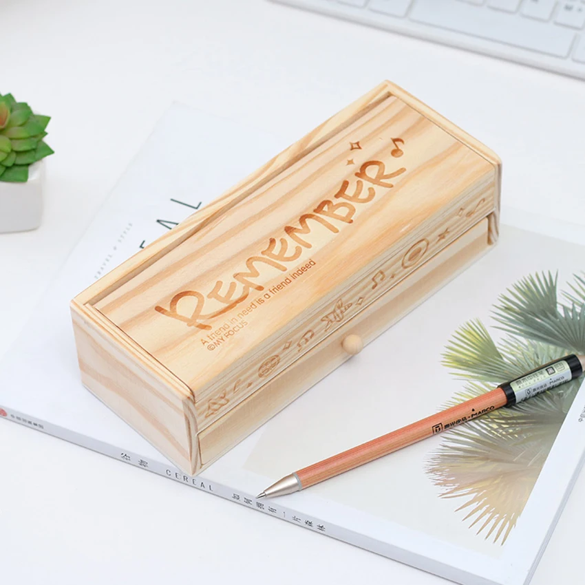 Чехол для карандашей с деревянной доской двухслойный мальчиков и девочек