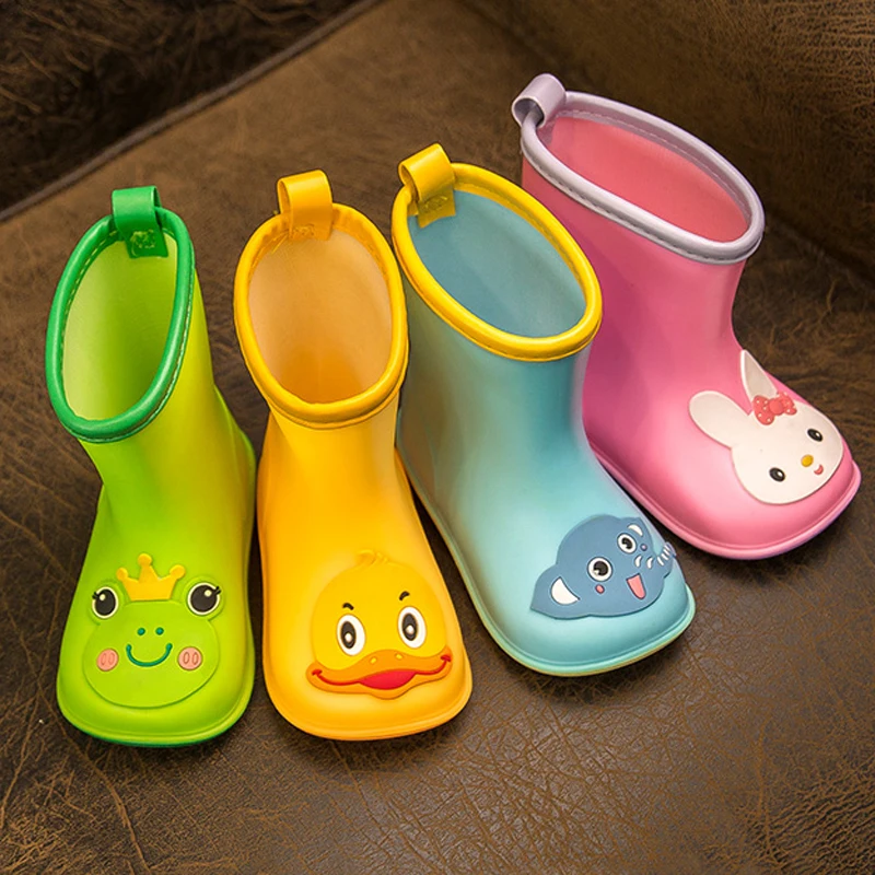 New Kid Rain shoes Children boot Ankle PVC Rubber Boy Baby Cartoon Water shoe Toddler raincoat Girl Waterproof Rain boots spring