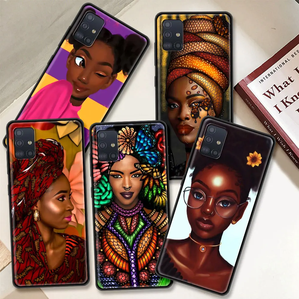 

African Girl Cover for Samsung A51 A71 Phone Case for Galaxy A21s A31 A41 A12 A01 M31 M51 M30s Soft Mobile Shell
