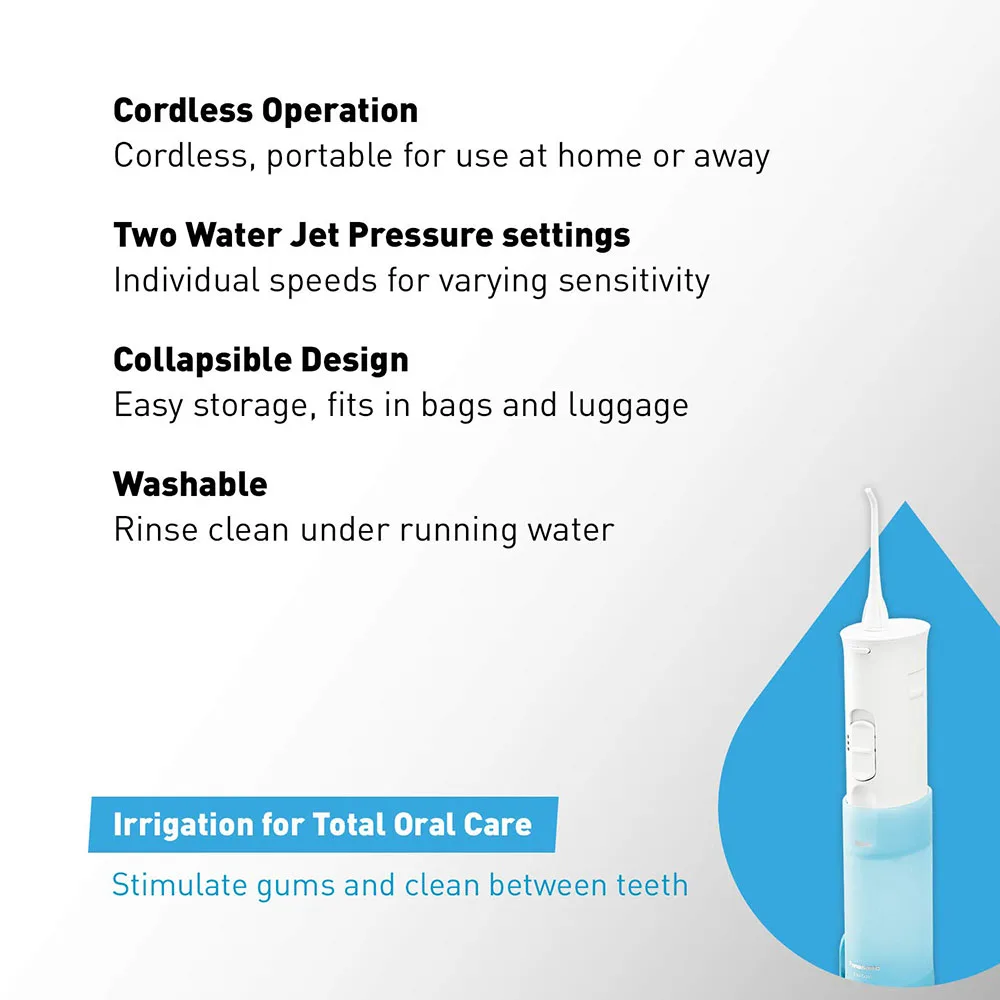 Panasonic Cordless Dental Water Flosser Dual-Speed Pulse Oral Irrigator Collapsible Design for Travel - EW-DJ10-A | Бытовая техника