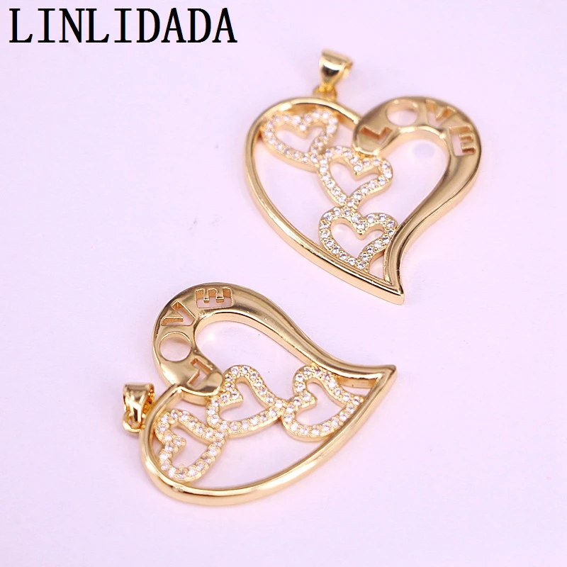

8Pcs Fashion Gold Necklace Heart-shaped Chain Pave CZ Crystal for Women Wedding Jewelry Gift