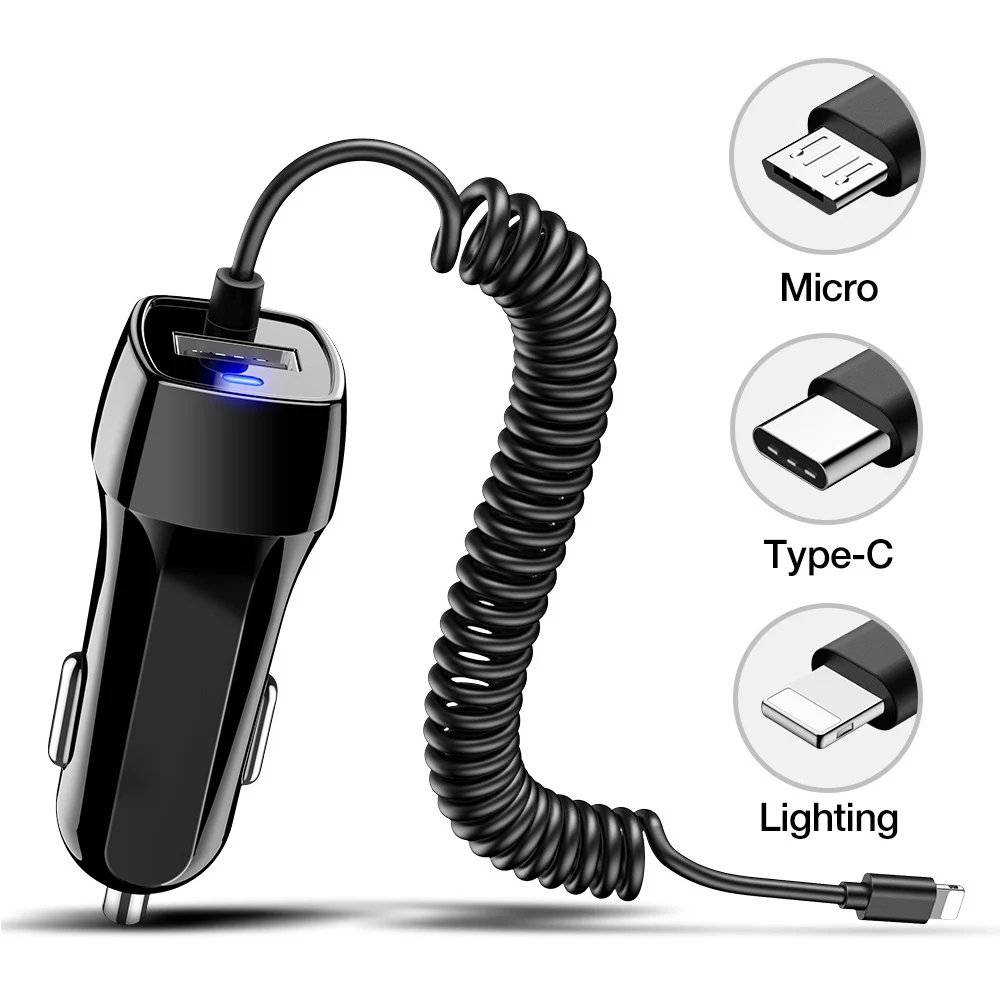 Автомобильное зарядное устройство с кабелем USB мобильный телефон для iphone 11 7 Samsung