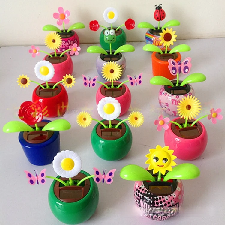 

1PC Solar Sunflower Car Decoration Ornaments Apple Flower Swing Car Accessories Office Car Decor Gift 2021 Anime