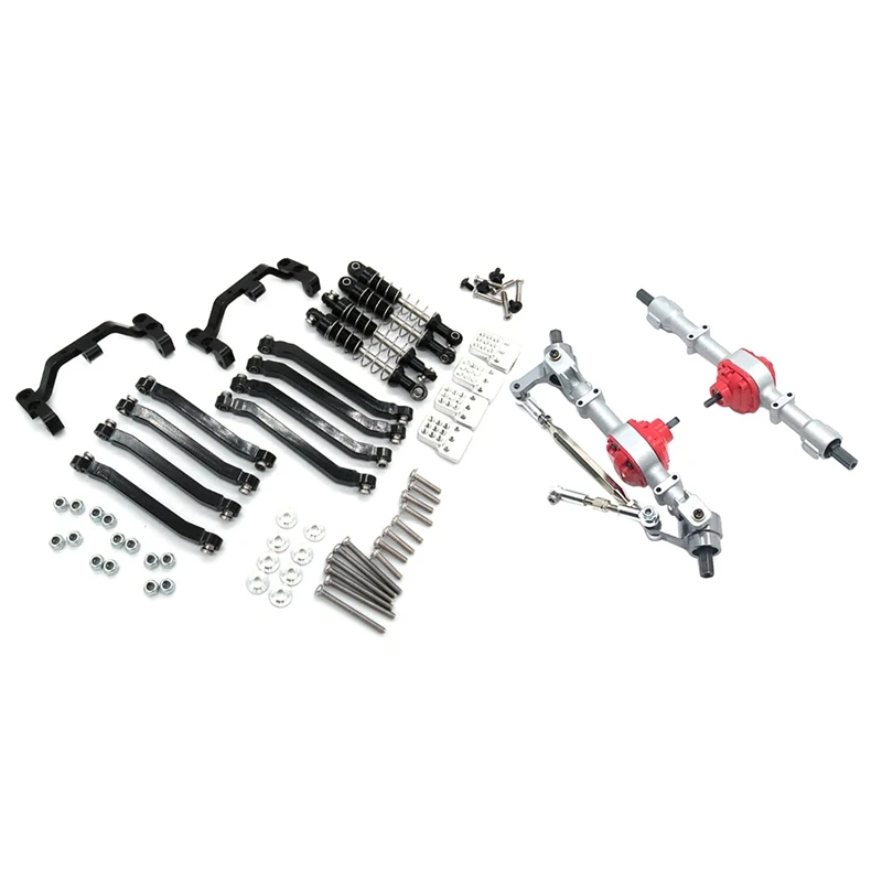 

Metal Chassis Pull Rods Suspension Link Mount Shock Absorber with Gear Front & Rear Bridge Axle Steering Cup Rod Set