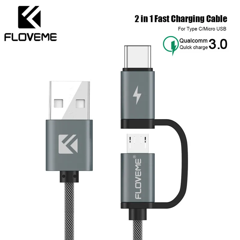 2 в 1 кабель Micro USB Type-C для Xiaomi Redmi Note 8 Pro 7 | Мобильные телефоны и аксессуары
