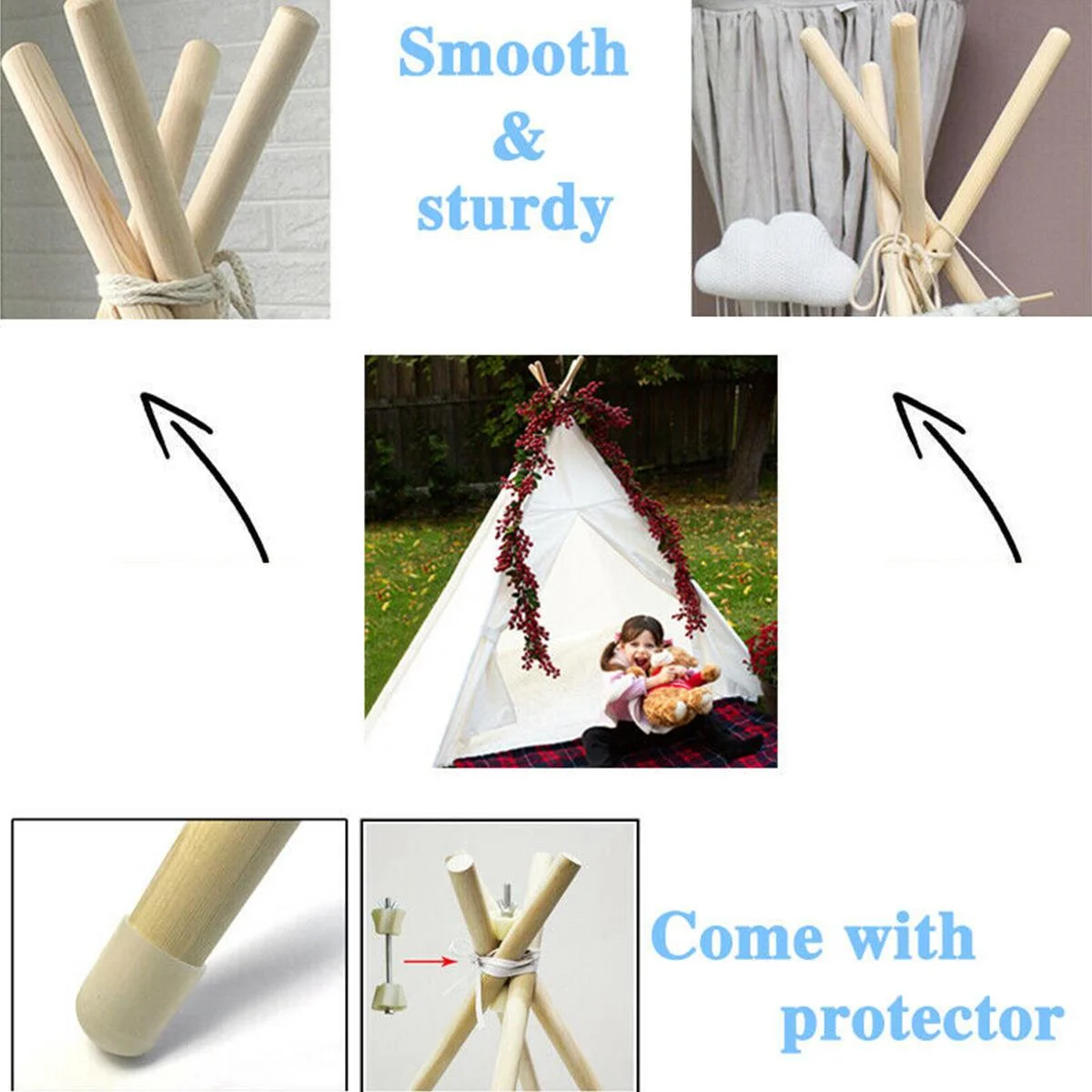 Kids Tents Canvas Triangle Tipi Cartoon Cute Outgoing Toys Portable Foldable Game Teepee Children's Tent Indoor Play House | Игрушки и