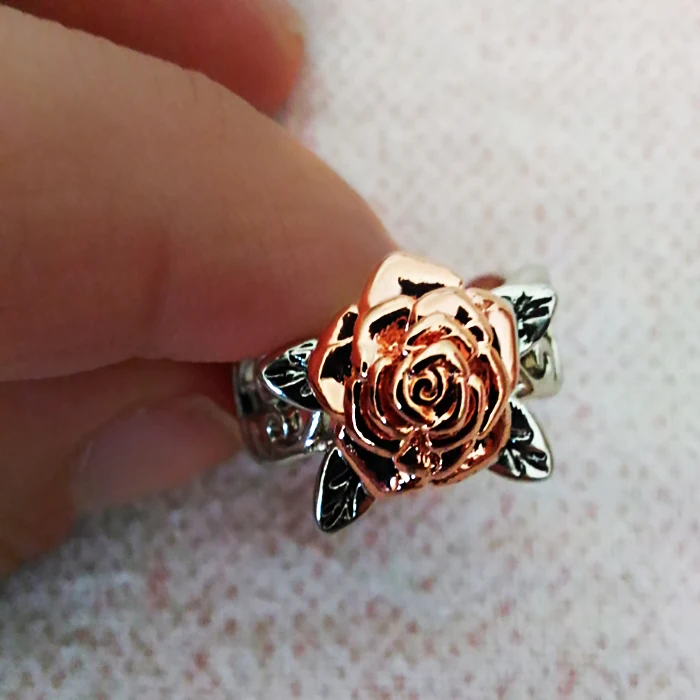 Rose Shaped Ring For Women Vintage Style Hollow Out Flowers Double Color Special Gifts Fashion Jewelry KAR227 | Украшения и