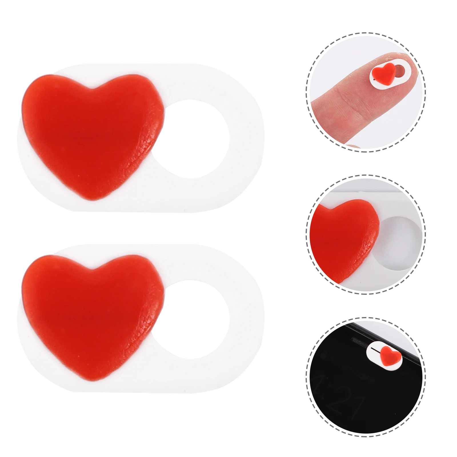 

2 PCS Camera Cover Slide Blocker Heart Pattern Web Camera Privacy Shutter