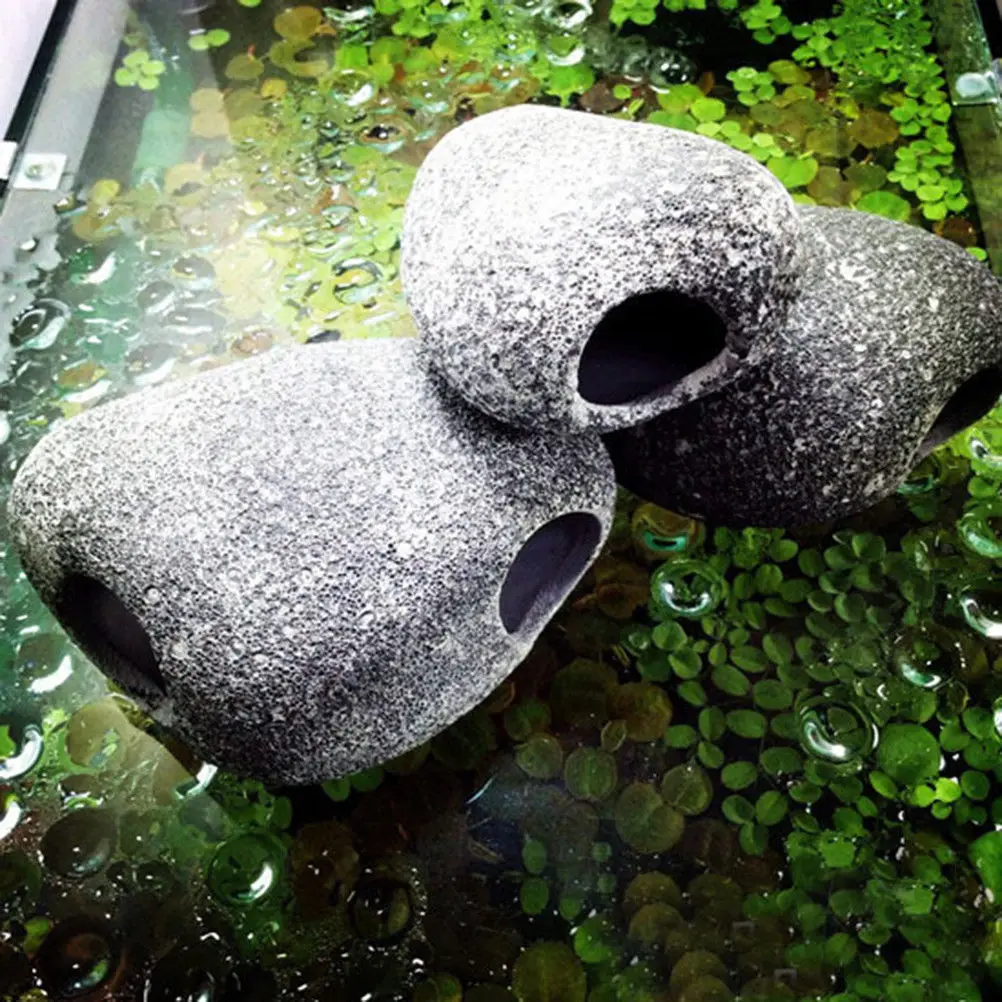 

1PCS Cichlid Stone Aquarium Fish Tank Pond Ornament Decoration Shrimp Breeding Rock Cave Ceramic Stones