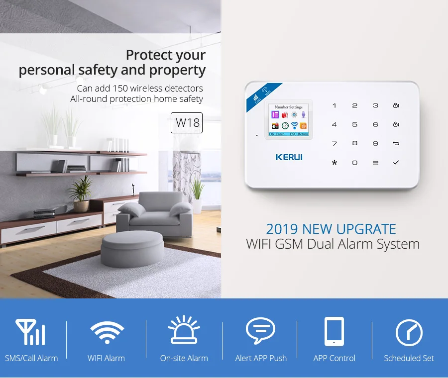 KERUI W18 панель управления wifi GSM SMS домашняя охранная сигнализация