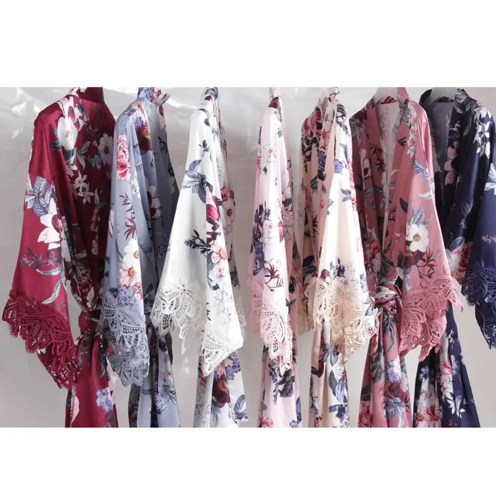 Цветочный кружевной халат Атласный для подружки невесты Свадебный женский A236D |