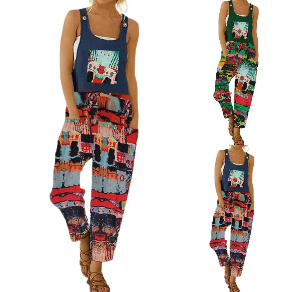 

Женский комбинезон с принтом граффити, Свободный Длинный комбинезон с высокой талией, 2 цвета, 80%