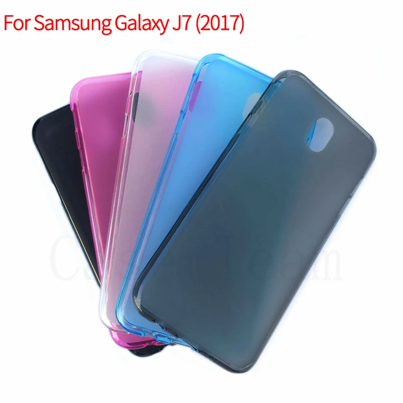 Матовый мягкий чехол из ТПУ для сотового телефона Samsung Galaxy J7 2017 прозрачный пудинг