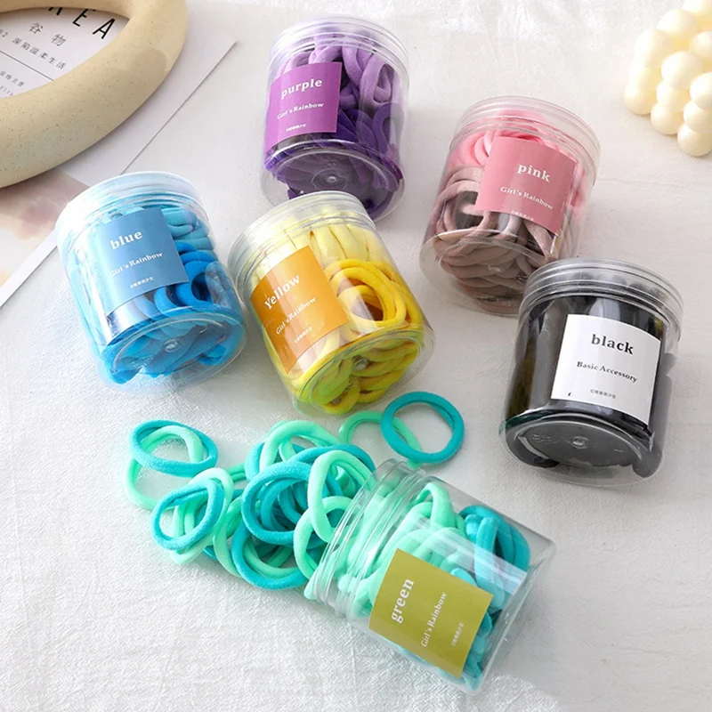 

50Pcs/box Rubber Band Fashional Colorful Head Rope Hair Accessories Gifts