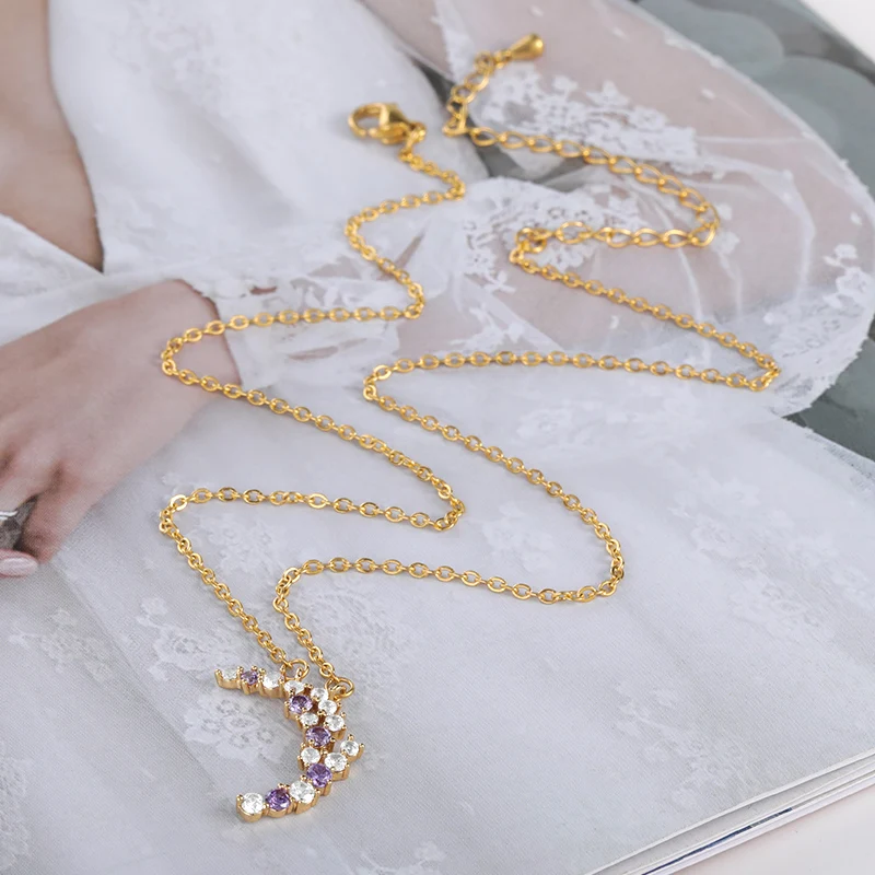 

Fashion Crystal Moon Necklace Romantic Accessories Engagement Wedding Bride Bridesmaid Exquisite Jewelry Dropshipping Wholesale