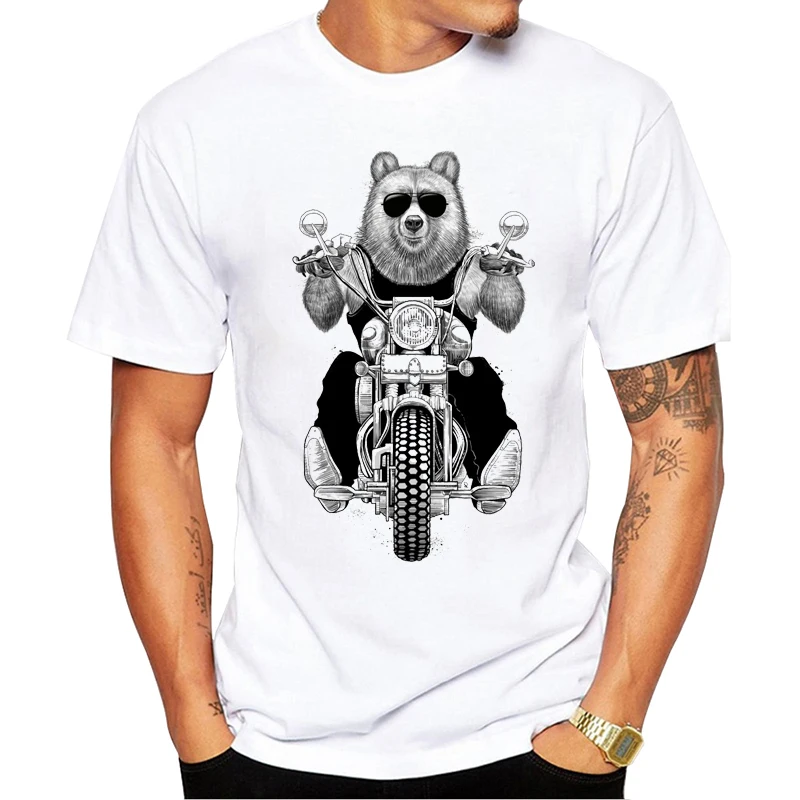 TEEHUB Лидер продаж крутой Медведь со стеклом Мужская футболка летние беззаботные