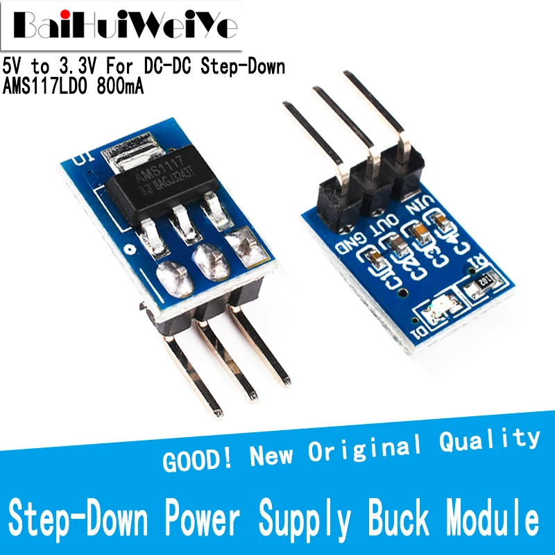 

5PCS/LOT 5V To 3.3V DC-DC Step-Down Power Supply Module AMS1117 LDO 800MA DC DC Buck Converter Step Down Voltage Power Board