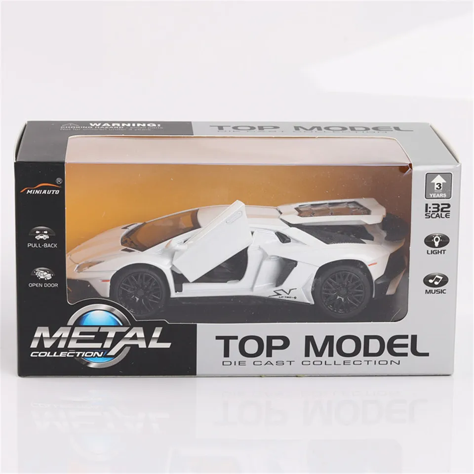 

Alloy diecasts high imitation 1:32 car model LP740 sports cars pull back light music collection car decoration Christmas gifts