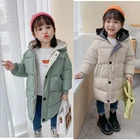 Длинная стильная зимняя теплая куртка большого размера для девочек и мальчиков, хлопковая плотная ветровка с капюшоном для детей, рождественский подарок, верхняя одежда