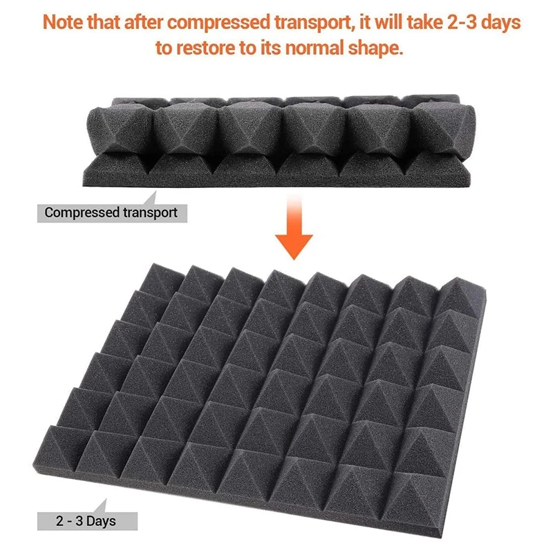 24 Pcs Acoustic Foam Panels Sound Absorbing Dampening Wall Pyramid 2 Inch Treatment 40X30X5 cm Promotion | Строительство и ремонт