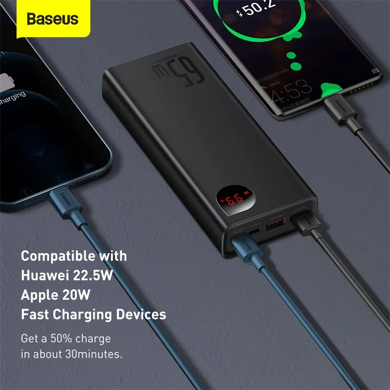 baseus power bank 20000mah portable external battery charger 20000 mah powerbank pd fast charge for iphone 12 xiaomi poverbank free global shipping