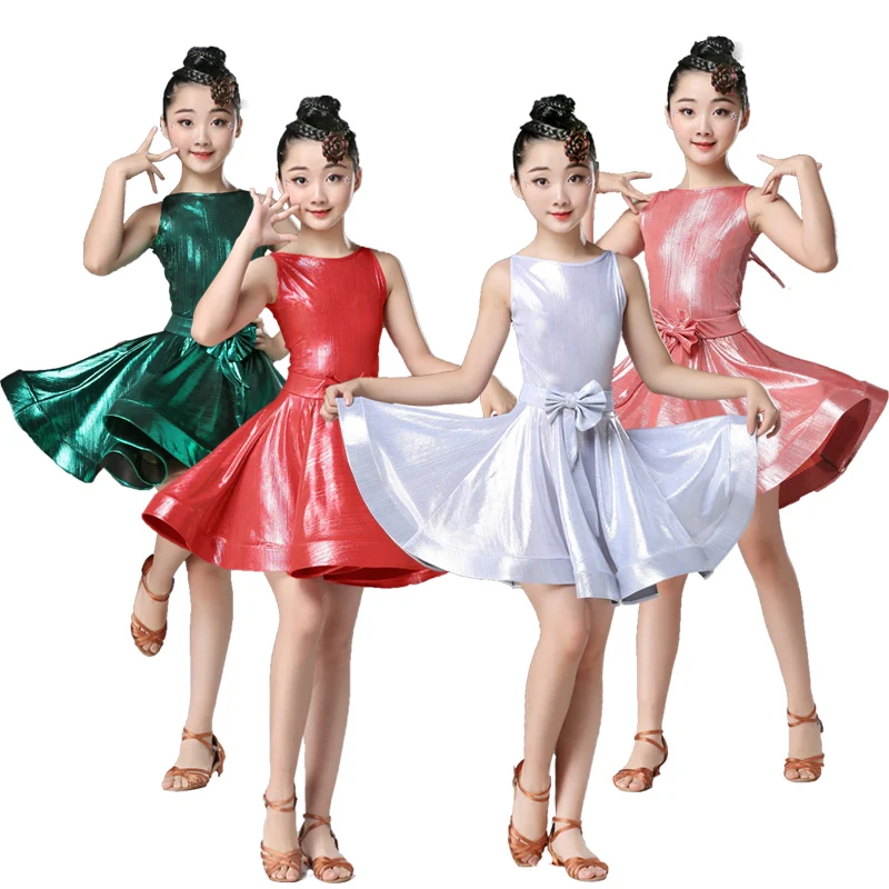 

New Latin Dance Dress for Girls Latin Salsa Dress Girl Kids Spandex Rumba Samba Children Skirt Salsa Tango Dancing Ballroom