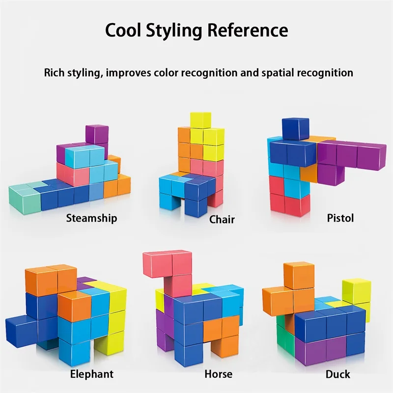 2021 New Magnetic Blocks Toys Kids Educational Learning 3D Puzzle Game Tetris Magic Cube Model For Children Color Random | Игрушки и