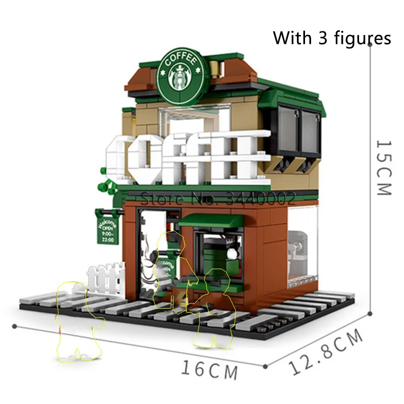 City Mini street Retail Store Miniature Fast Food Building Block Road Corner 3D Model Cafe Leduo Brand creative Bricks | Игрушки и хобби