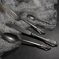 nordic retro tableware stainless steel delicate household handmade cutlery gift luxury couverts de table dinnerware set kc50tz