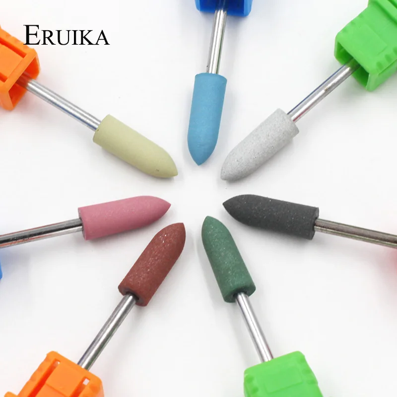 Eruika 1 шт. длинные пуля голову гвоздь дрель резиновый кремния Материал Биты Nail Буфера машина для маникюра Nail Art Аксессуары