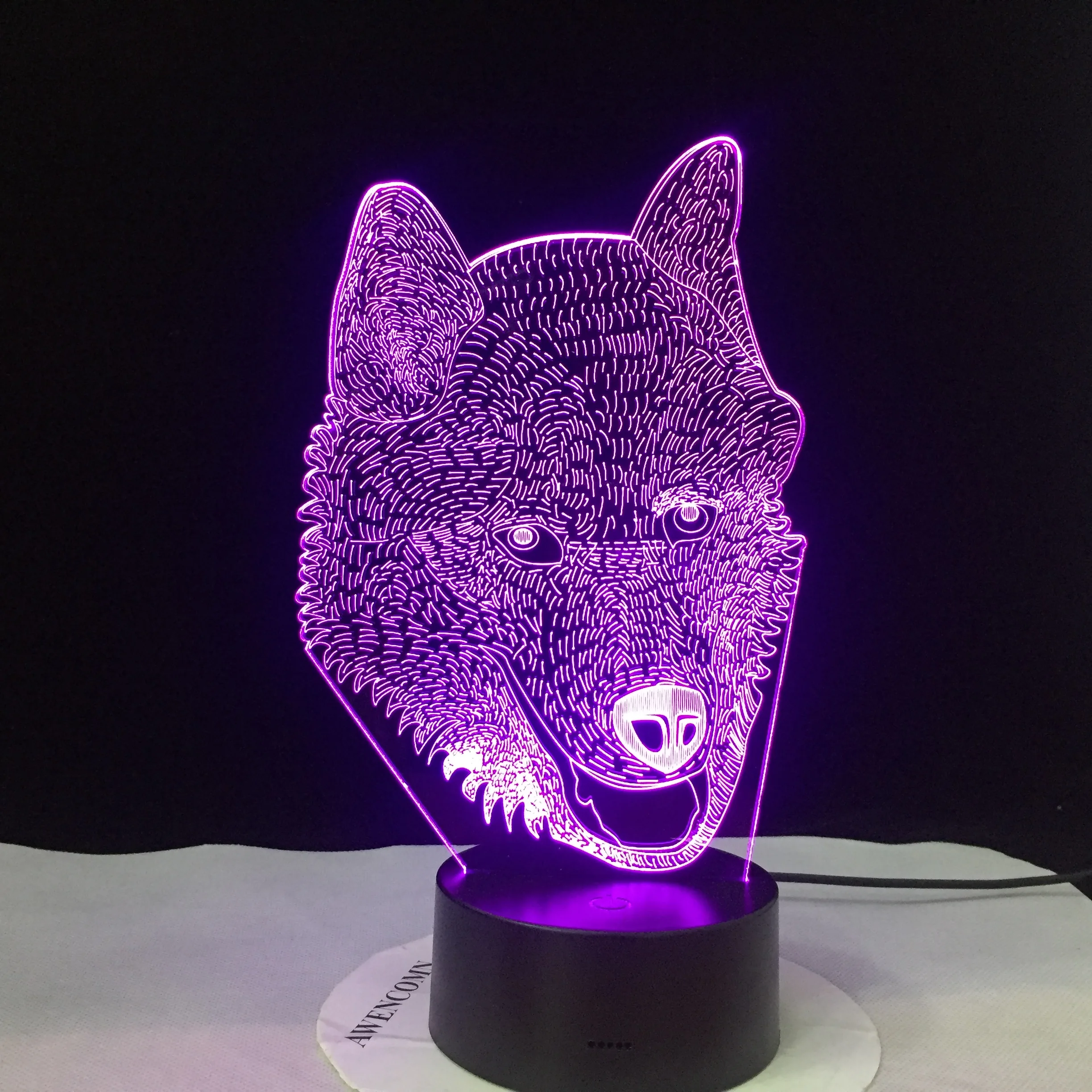 3D Светодиодная лампа Husky Dog светодиодные ночные светильники со встроенной