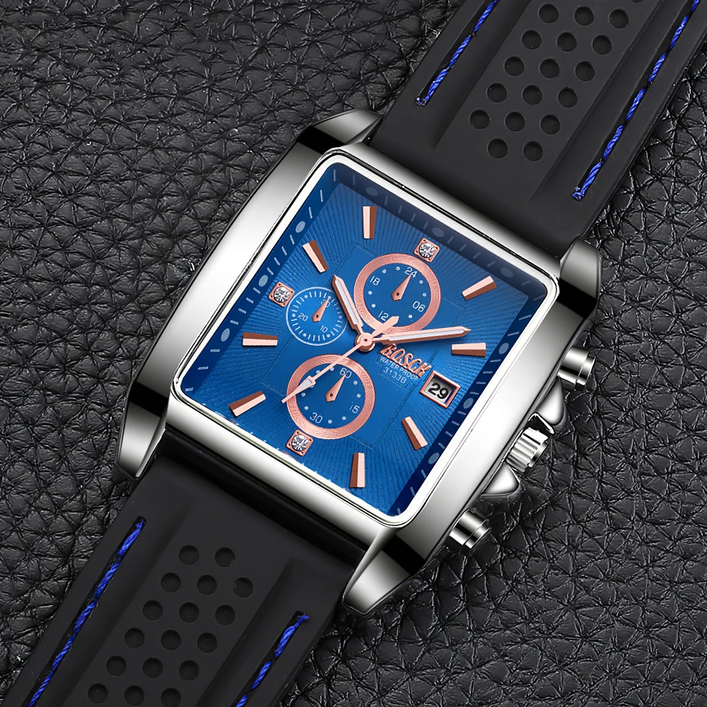 Часы наручные мужские кварцевые с квадратным циферблатом деловые модные