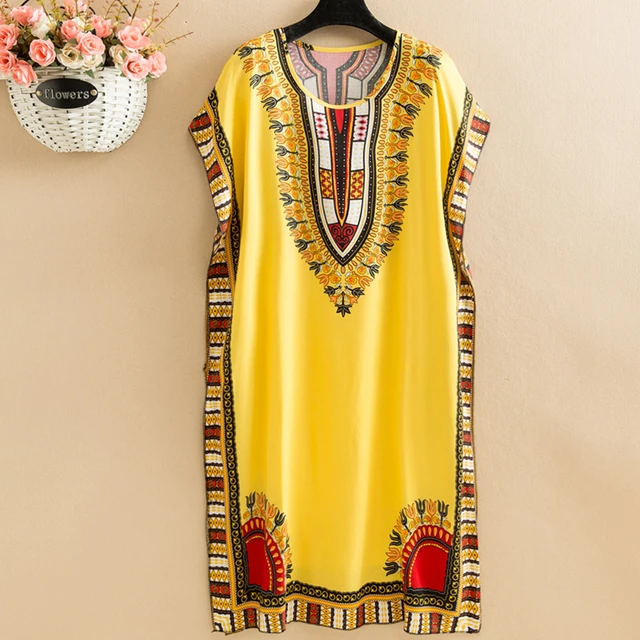 Women's Long Dress Summer Indie Folk Short Batwing Sleeve o Neck Straight Ladies Dresses Midi Split Geometric Print Female 6