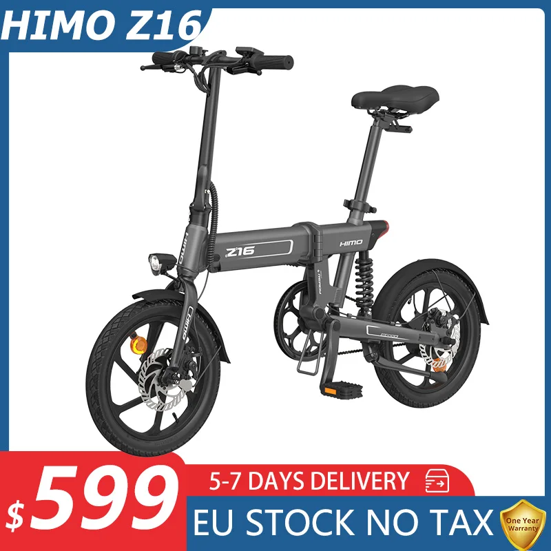 Электрический велосипед HIMO Z16 со склада в ЕС, плавающие электрические велосипеды, 16 дюймов, 250 Вт, 36 В, съемный аккумулятор, 3 режима, электровелосипед, городской велосипед - изображение