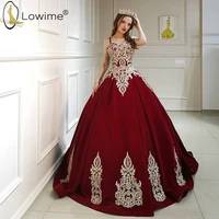 burgundy ball gown evening dresses sweetheart neck applique lace up back sweep train evening gowns