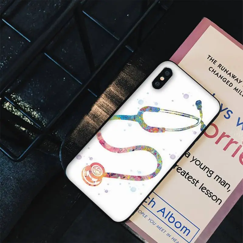 YNDFCNB Nurse Medical Medicine Health heart and stethoscope Phone Case for iPhone 11 12 pro XS MAX 8 7 6 6S Plus X 5S SE 2020 XR