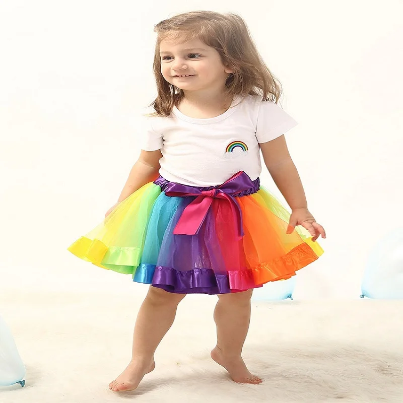 

2020 New Tutu Skirt Baby Girl Clothes 12M-8Yrs Colorful Mini Pettiskirt Girls Party Dance Rainbow Tulle Skirts Children Clothing