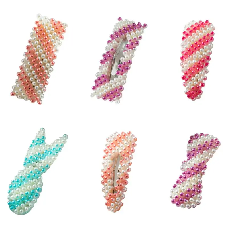 Корейская женская заколка для волос Геометрическая с искусственным жемчугом