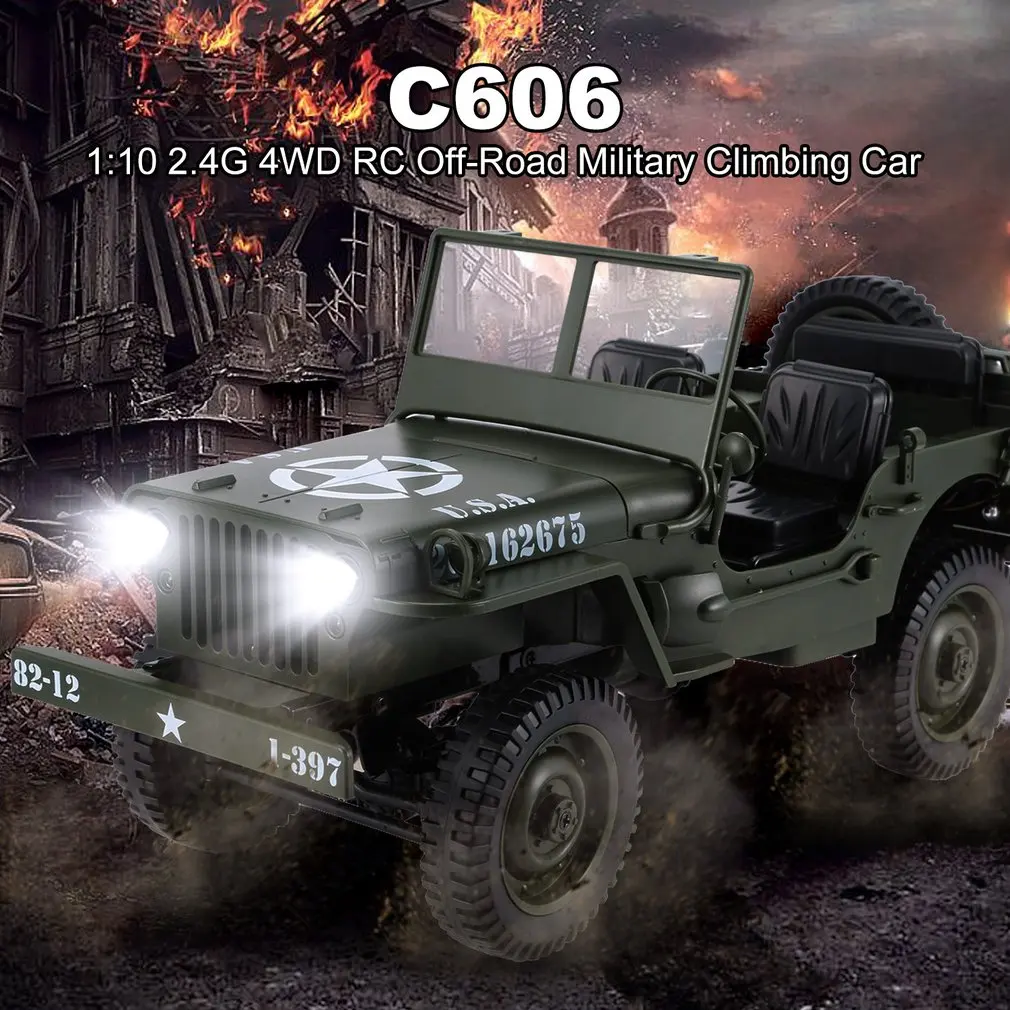C606 1:10 RC Автомобиль 2,4G 4WD трансформер пульт дистанционного управления свет джип четырехколесный привод внедорожный военный альпинистский автомобиль Детский подарок